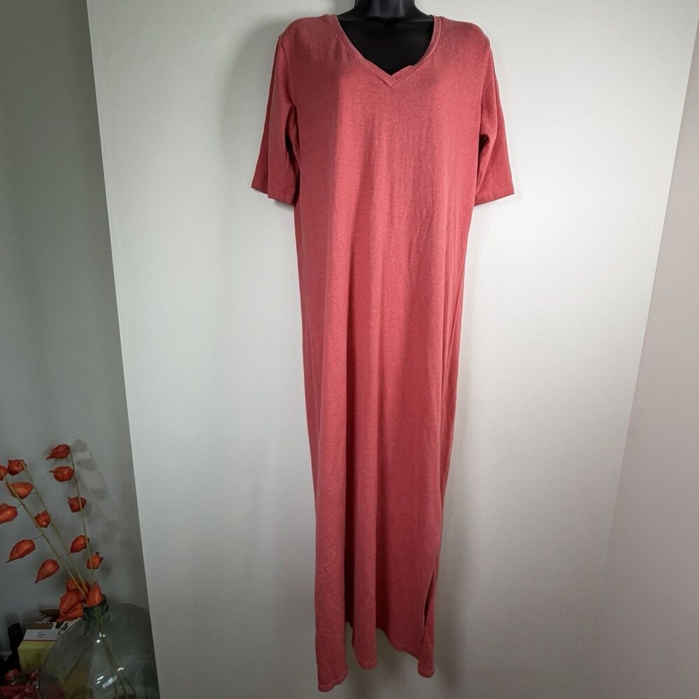 WRAP LONDON Maxi Dress Size 6 Lightweight Organic Cotton Hemp Pink Mauve V Neck